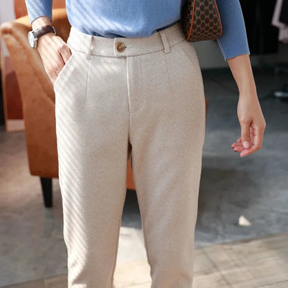 High-Waist Wool Harem Pants