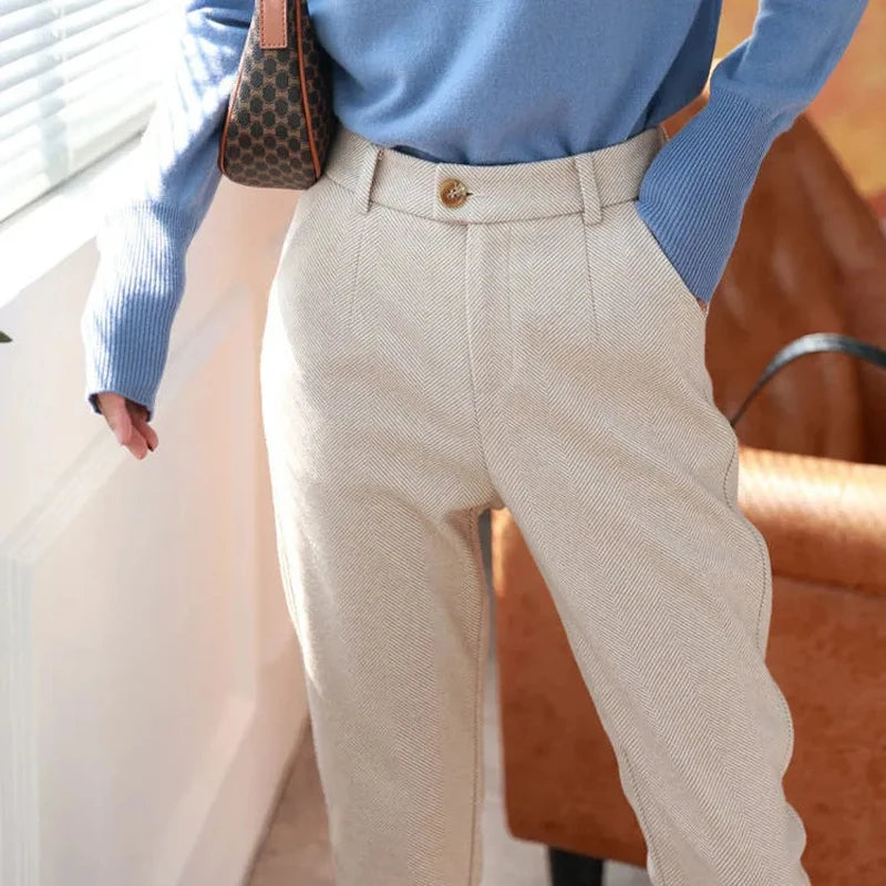 High-Waist Wool Harem Pants