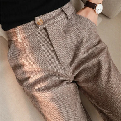 High-Waist Wool Harem Pants